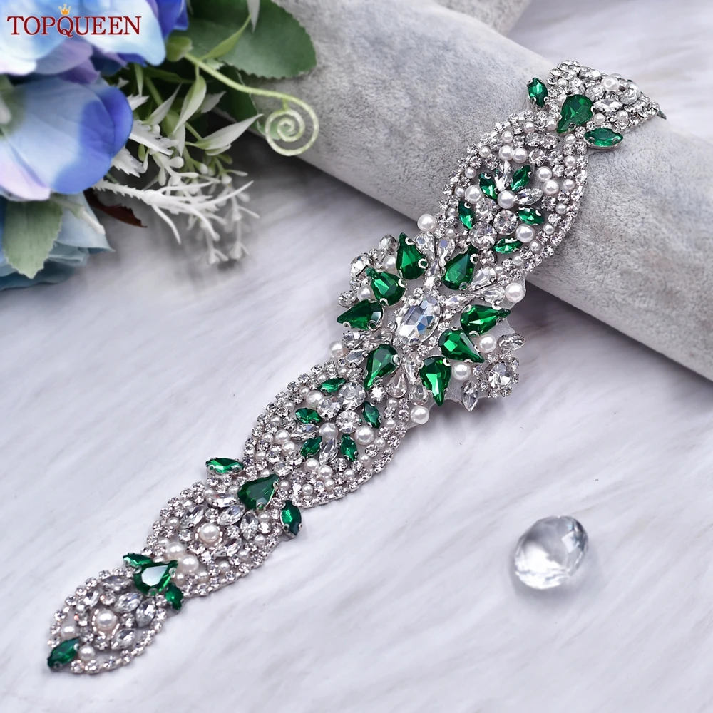 Bridal Waistband Bridal Dress Decoration TOPQUEEN Wedding Rhinestone Sash For Women Bridal Dress Belt