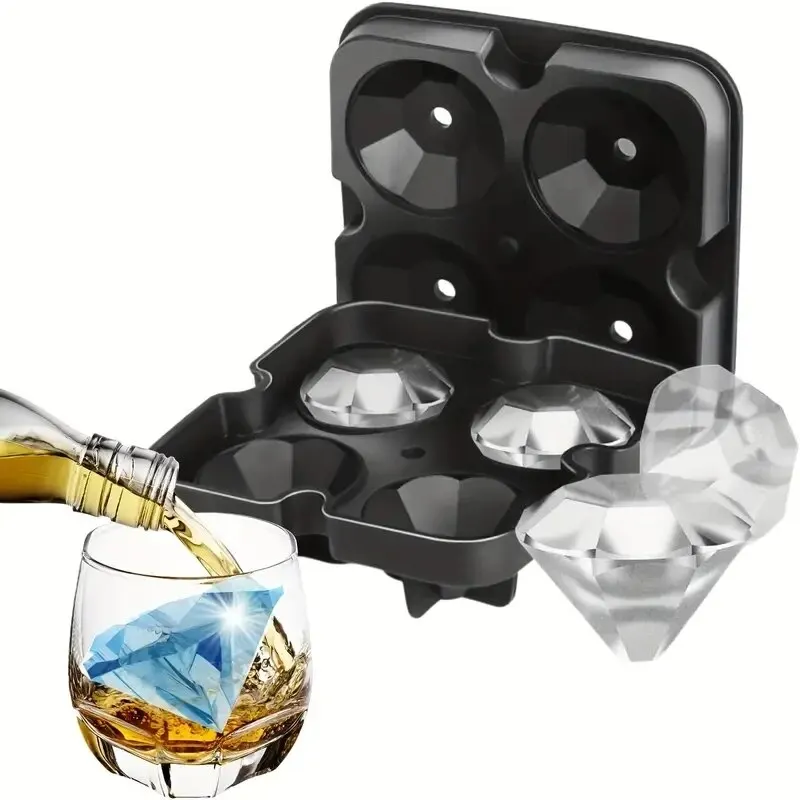 Ice Mold Silicone 3D Ball Skull Diamond-Shaped Reusable Ice Cube Mold Trays For Whiskey Party Supplies