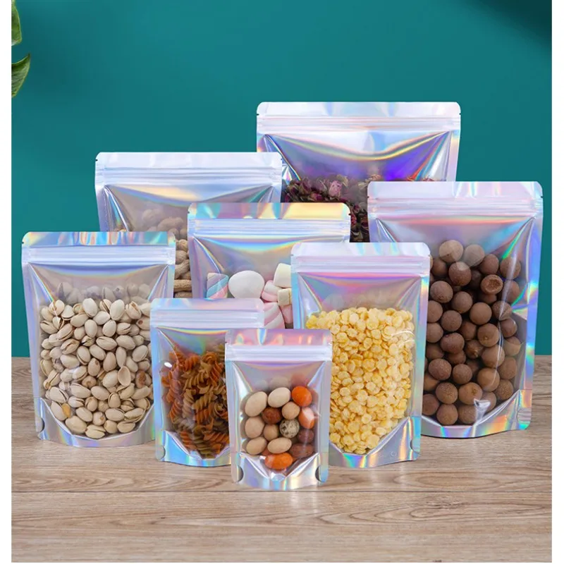 100pcs/Lot Gold Aluminum Foil Food Packaging Pouches with Window for Tea  Bean Nuts Resealable Ziplock Storage Bags - AliExpress