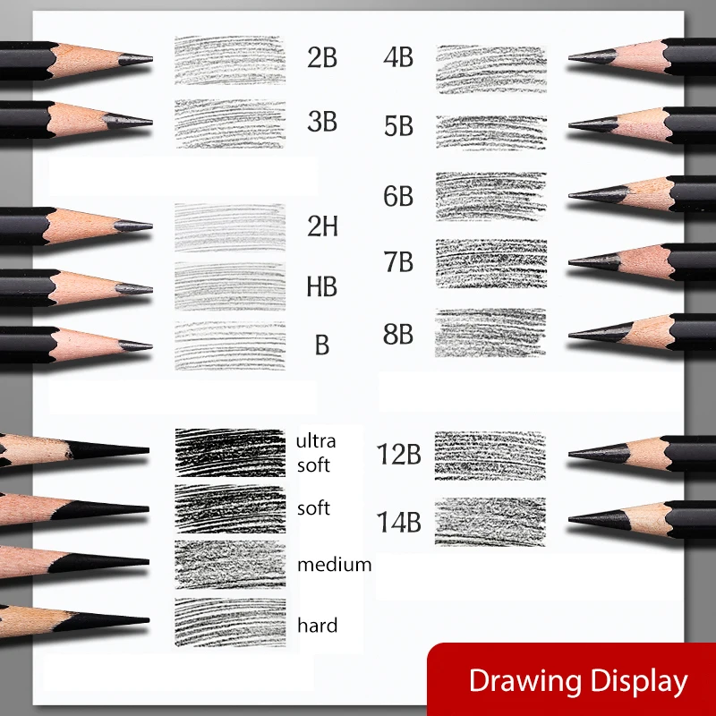 Ensemble de crayons à charbon 2,4 professionnel, dessin de croquis, artistes débutants, 2H, HB, B, 2B, 3B, 4B, 6B, 8B, 12B, 14B