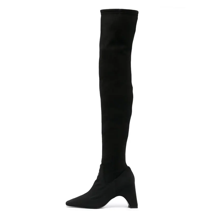 

Sizes 34-44 Black Patent Leather/suede Over Knee Boots European American Autumn Winter Sexy Slim Fit 8cm High Heel Long Boots