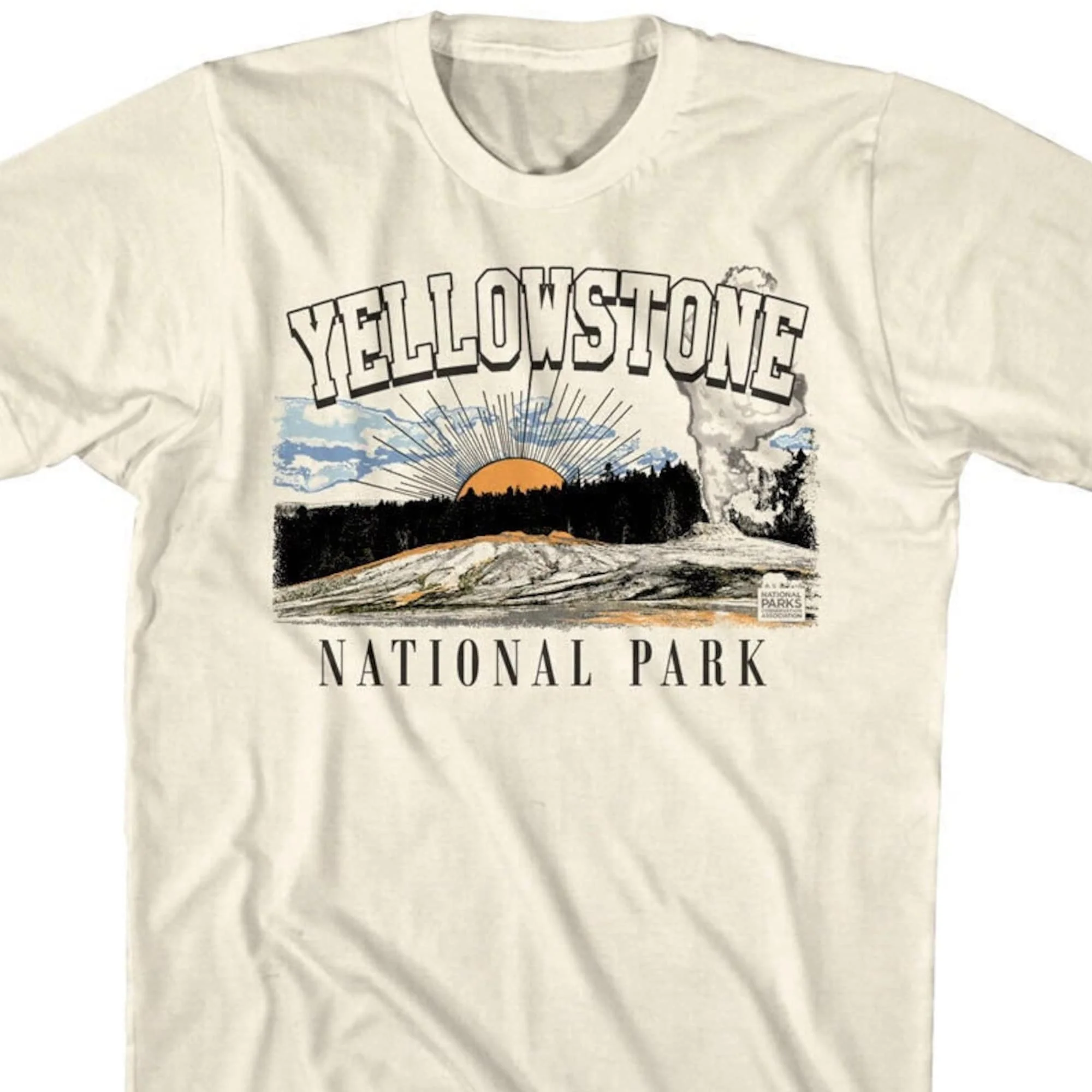Yellowstone Park Shirt Geyser Sunset Magliette Grafiche Da Uomo