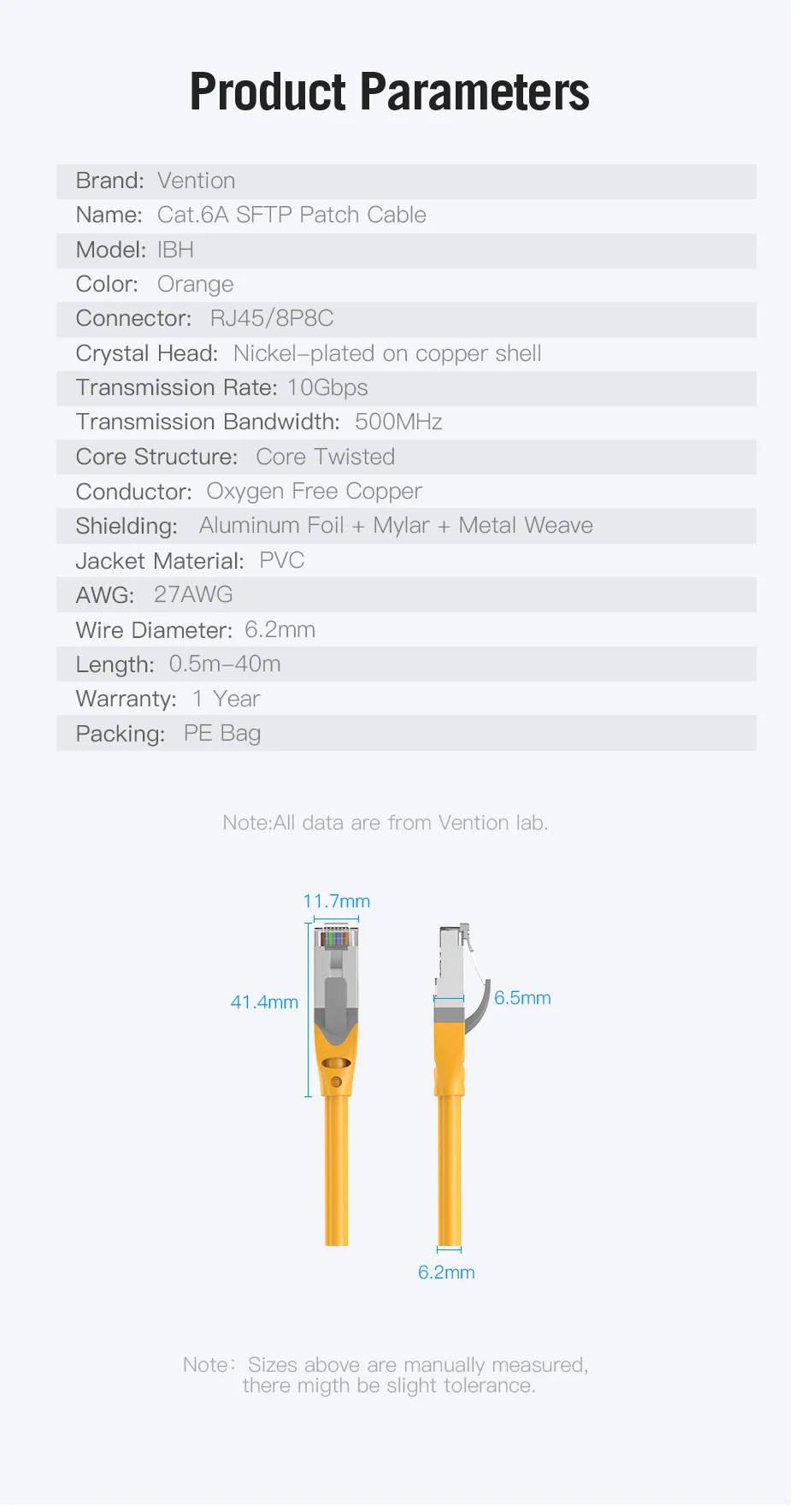 Cat6A Ethernet Cable 10Gbps Network Patch Cable Lan RJ45 For Laptop PC PS4 Inter