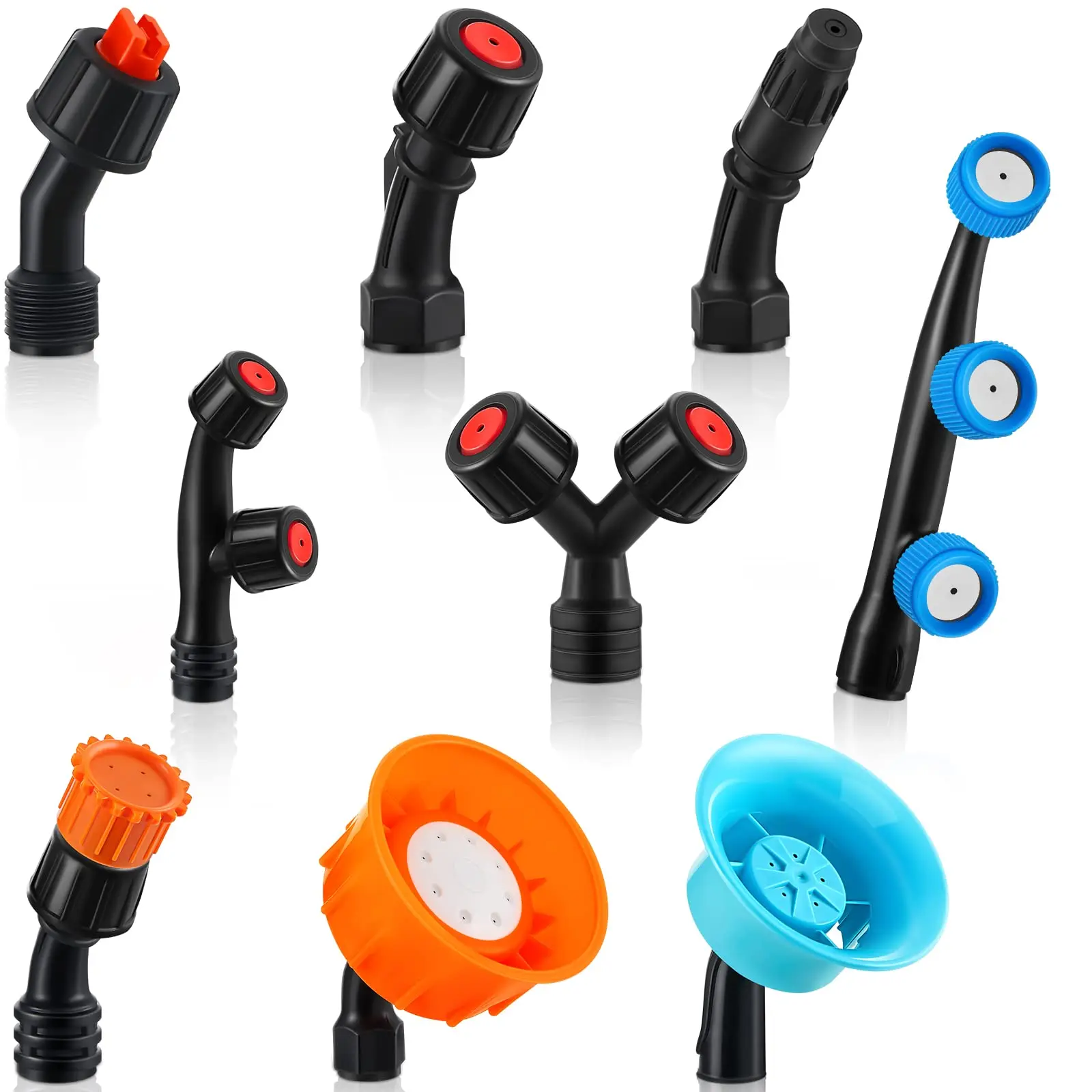 9pcs Garden Spray Nozzles Kit Single/Double/Three Solid Brass for Backpack Sprinkling