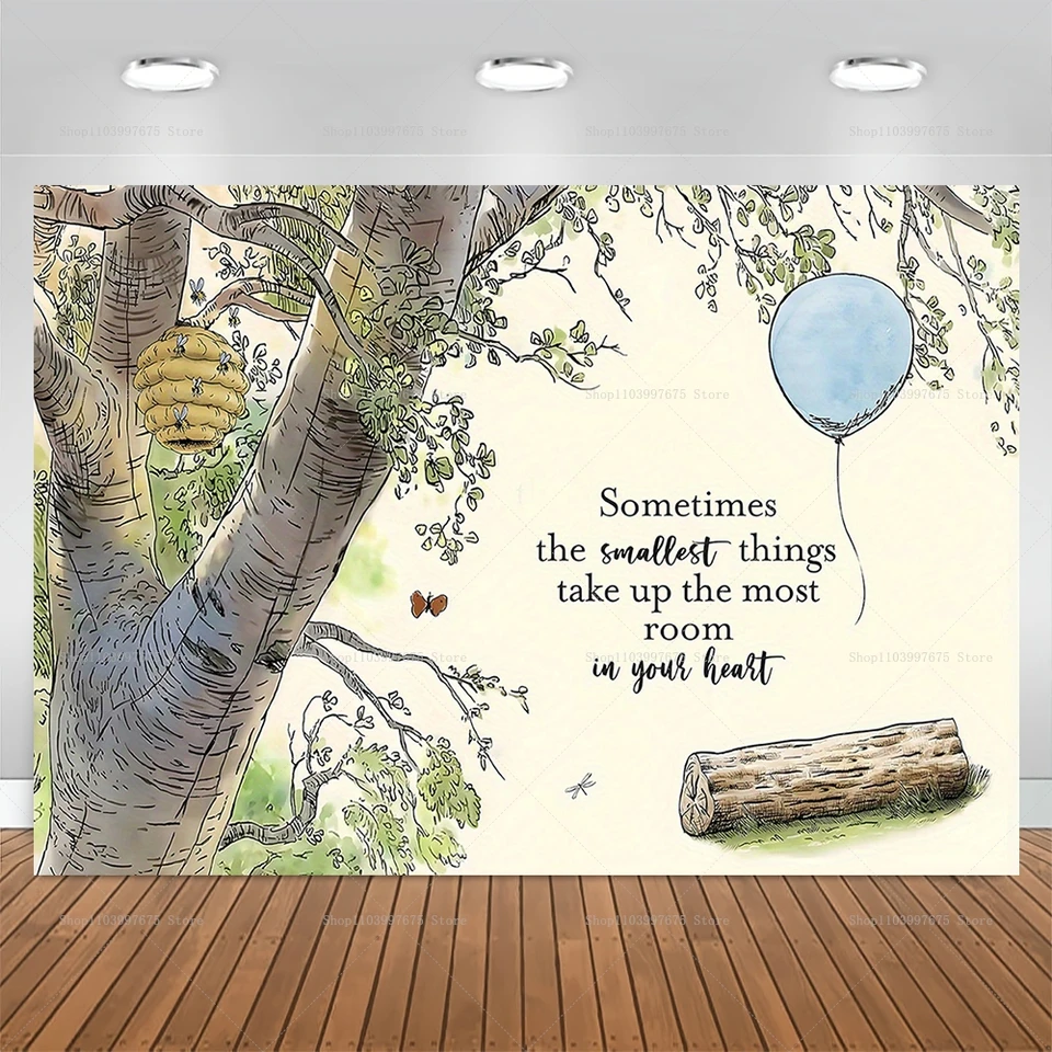 Toile De Fond Winnie L’Ourson Vintage – Bannière Anniversaire Enfant – Vinyle