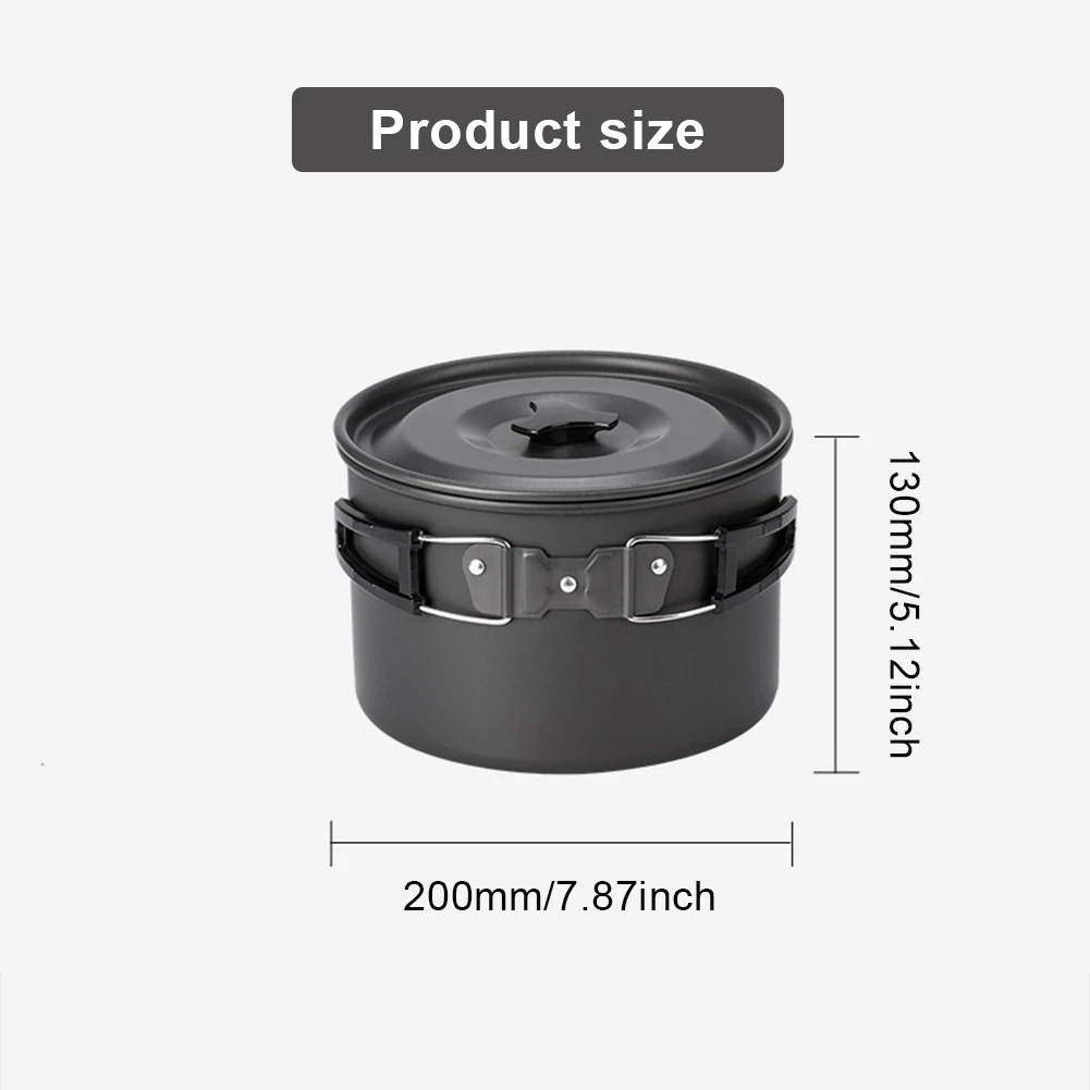 Portable Camping Pot with Lid and Folding Handle Outdoor Cooking Pot Non-Stick Camping Cookware for Hiking Picnic Travel camping cookware