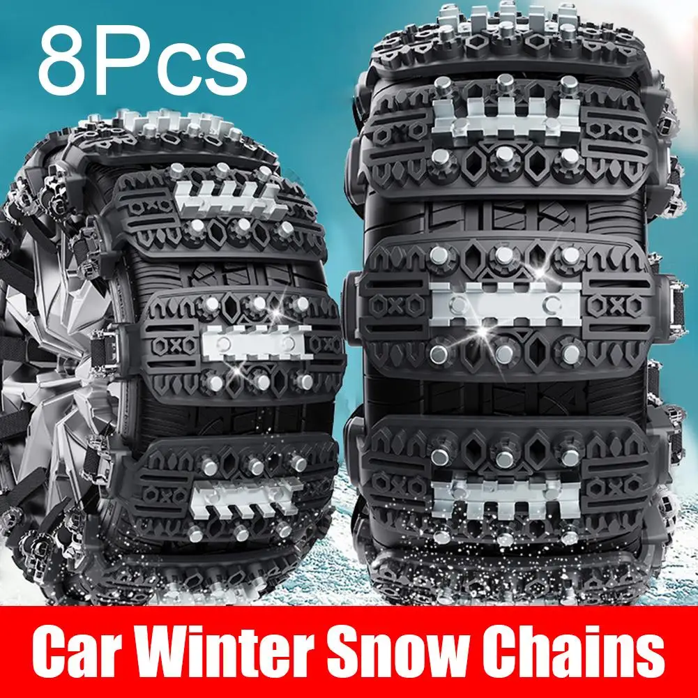 For 6.5-10.83 Inch Auto Winter Snow Tiger Claw Ice Breaking Anti-skid Car Tire Heavy Duty TPU Metal Manganese Steel Nail Chain
