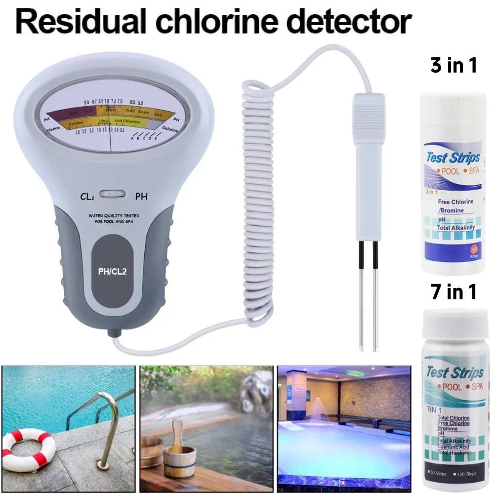 Professional PH Chlorine Meter CL2 Measuring Water Monitor with Probe for Swimming Pool Spa Water Quality Testing Device