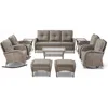 Patio Furniture-All Weather Wicker Patio Conversation Sets with Swivel Patio Chairs High Back Outdoor Couch with Swivel Rocking 2