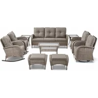 Patio Furniture-All Weather Wicker Patio Conversation Sets with Swivel Patio Chairs High Back Outdoor Couch with Swivel Rocking 2
