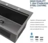Lordear 33 Inch Black Drop In Kitchen Sink - 33X19 Inch Drop In Top Mount Sink 16 Gauge Stainless Steel Single Bowl Ledge 3