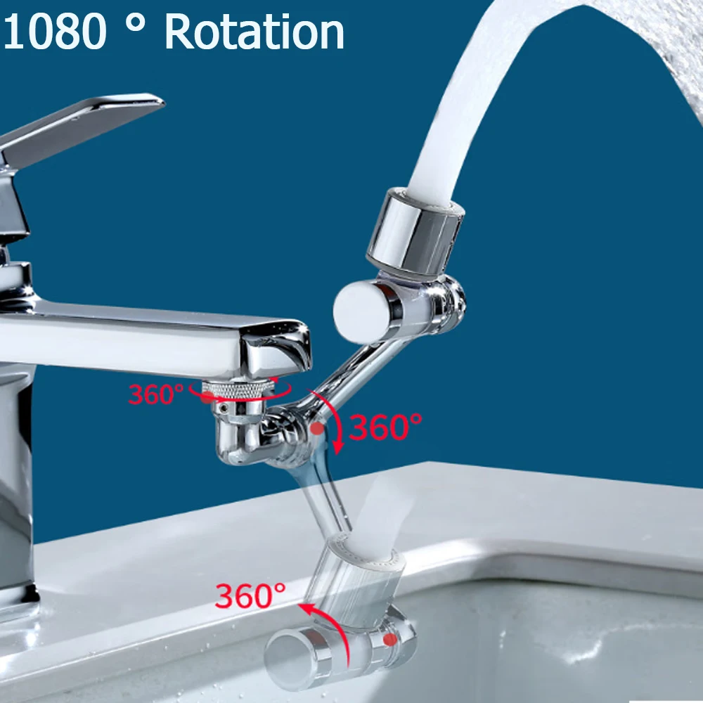 Kitchen Faucet Extender with Filter 2 Modes Metal Universal Swivel Bubbler Nozzle Sprayer 1080° Rotate Filtered Faucet Extension 5