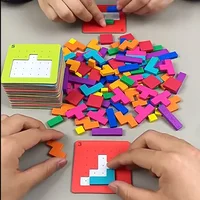 3D Two-person interactive Desktop Puzzle Game Tangram Math Toys Building Blocks Board Color Shape Game For Kids Gifts 2