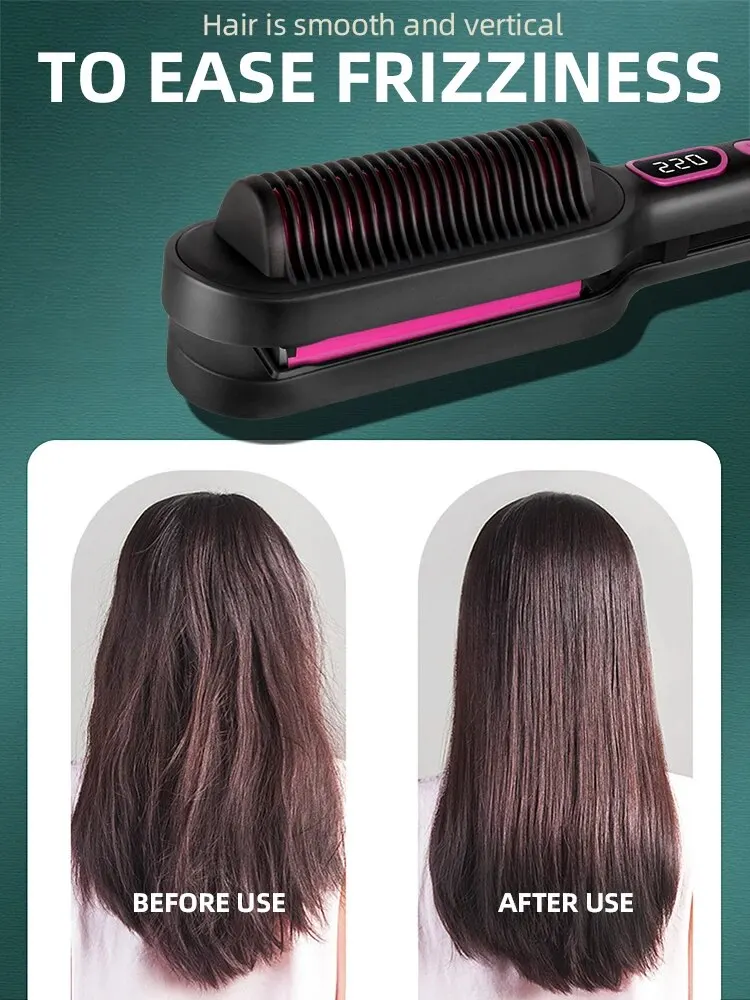 KEMEI 2 IN 1Wide Flat Hair Straightener, 1.7inch Straightening Irons for Thick Hair, Adjustable Temperature 140&deg;-220&deg;