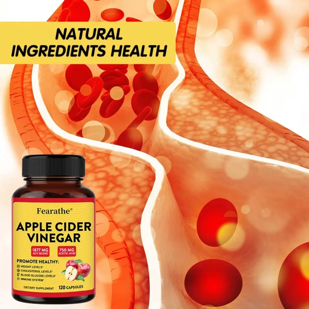Fearathe Organic Apple Cider Vinegar, Detox, Weight Management, Ketogenic Diet, Suitable for Men and Women Vegetarian Immunity