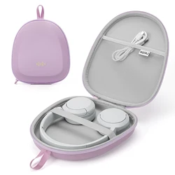 Shockproof & Dustproof Hard EVA Headphone Carrying Case with Multi - Pocket Storage (Purple)