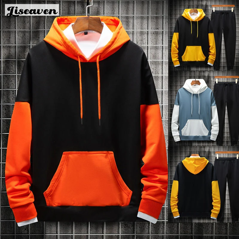 

Liseaven 2022 Tracksuit Men Casual Long Sleeve Hooded Mens Two Piece Hoodie+Pants Set Hip Hop Streetwear Autumn Men Set 5XL
