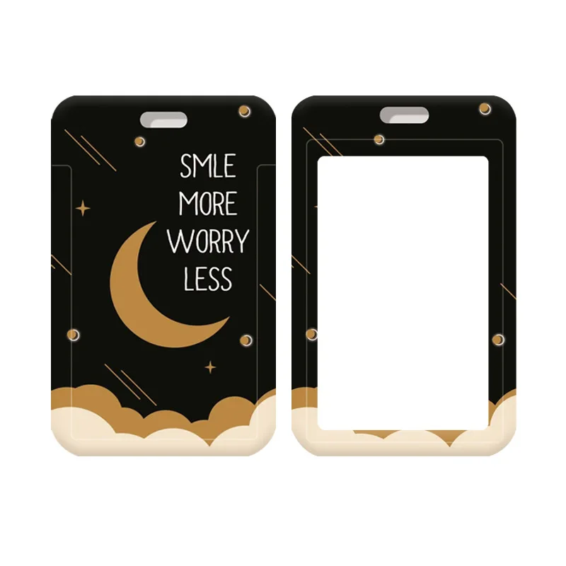 Simple Star Moon Cartoon Card Holder Campus Student Card Work Permit Bank Bus ABS Plastic Cover 1 Pcs card holder
