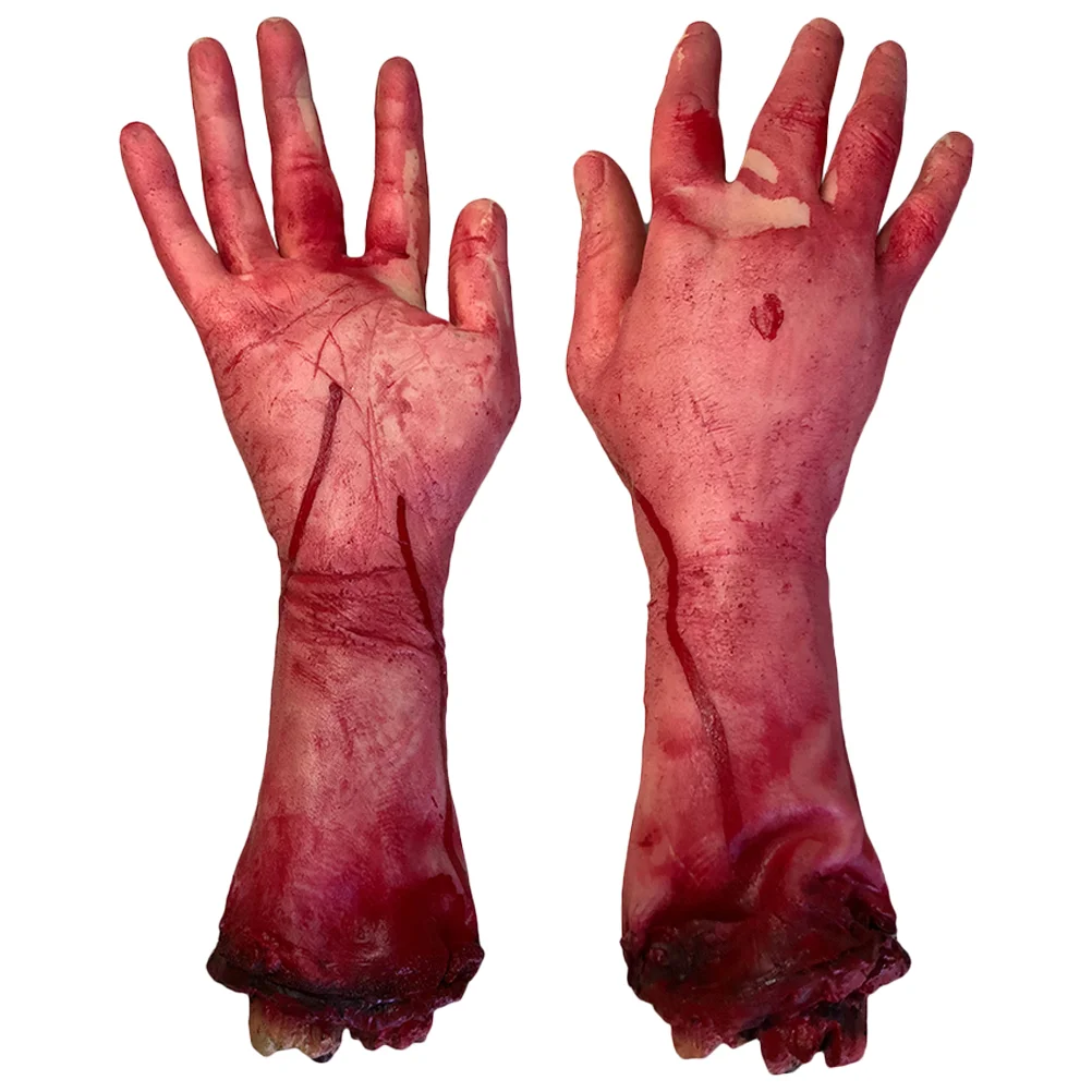 

2 PCS Creepy Severed Arm Broken Hand Scary Body Parts Decorations Hands Halloween Blood