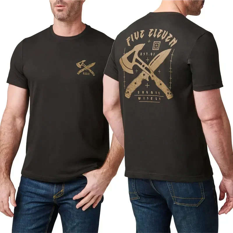 American 5.11 Tactical T-Shirt 76146 Men's Cotton Printed Crew Neck 511 Physical Sports Training Breathable Long Short Sleeves 4