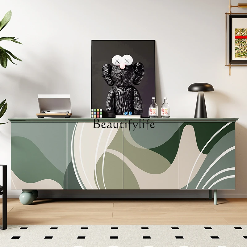 

Italian-Style Light Luxury Hallway Cabinet Entrance Door Shoe Cabinet Simple Dining Side Multi-Functional Large Capacity Locker