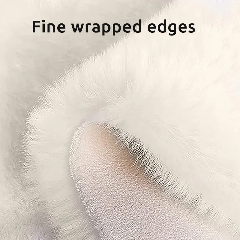 Beige Plush Faux Rabbit Shaggy Fur Rugs For Bedroom Bedside Shag Washable Fluffy Carpet Living Room Sofa Area Child's Home Decor 4