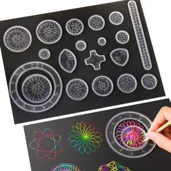 11/22pcs Spirograph Drawing Toys Set Interlocking Gears Wheels Geometric Ruler Drawing Accessories Creative Educational Kids Toy 1