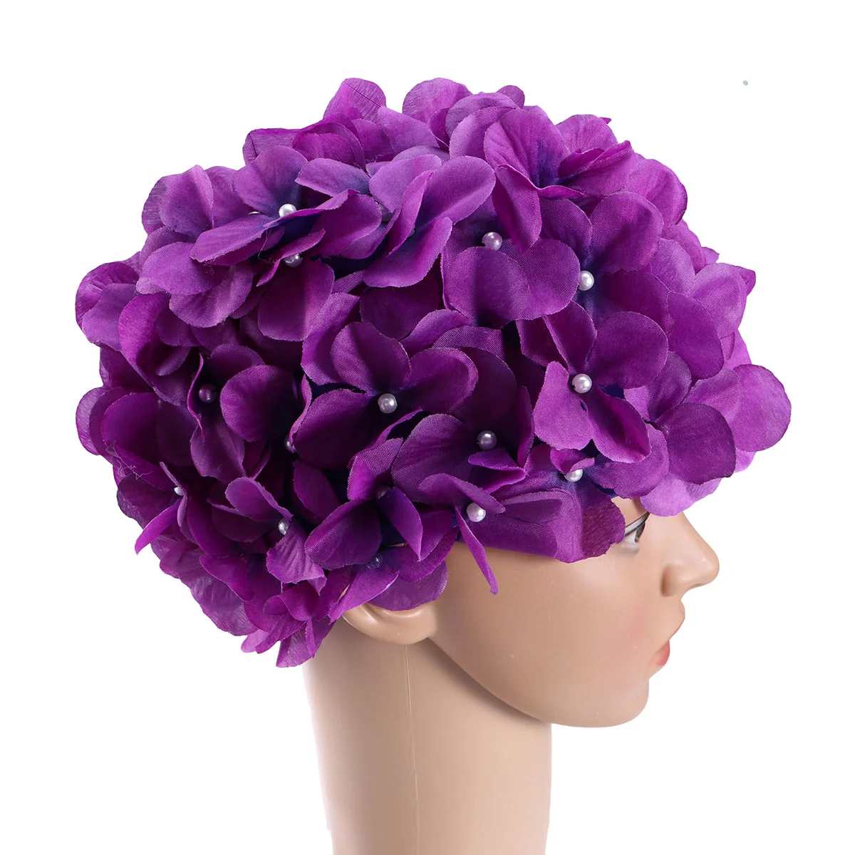 

Floral Petal Ladies Bathing Swim Cap Flower Swim Cap Washable Swimming Hat for Long/ Short Hair ( Purple )