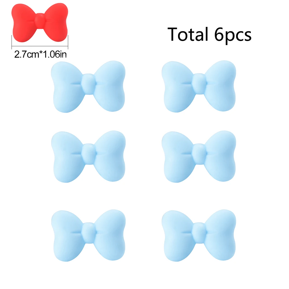 LOFCA Silicone Bowknot Beads Set - Jewelry Crafting & Teething Accessories (6 Pack)