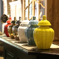 Pure Color Glaze Pumpkin Storage Jar Ceramic Sealed Candy Jar with Lid Crafts Porcelain Enamel Jars Living Room Office Decor New 1