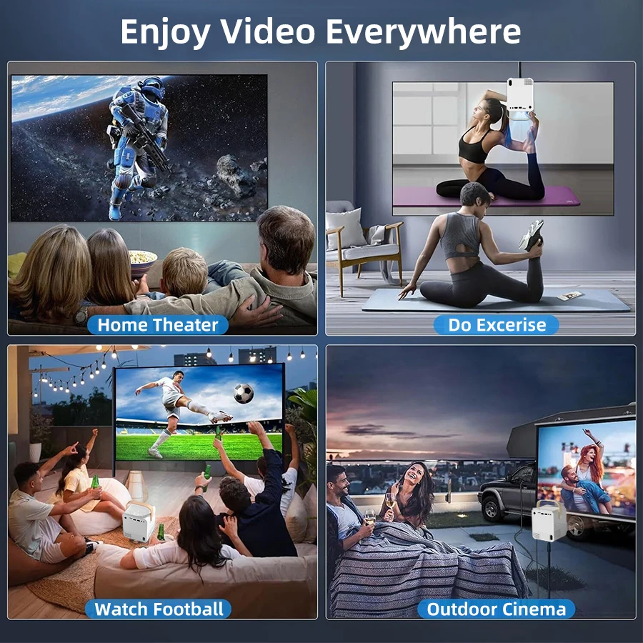CY305 4K Home Projector Supports WiFi Connects to Mobile Phones and Computers,Built-in Android System suitable for home/outdoor