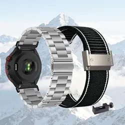 Dual - Pack Metal and Nylon Watch Bands - Universal Fit (Silver - Black)