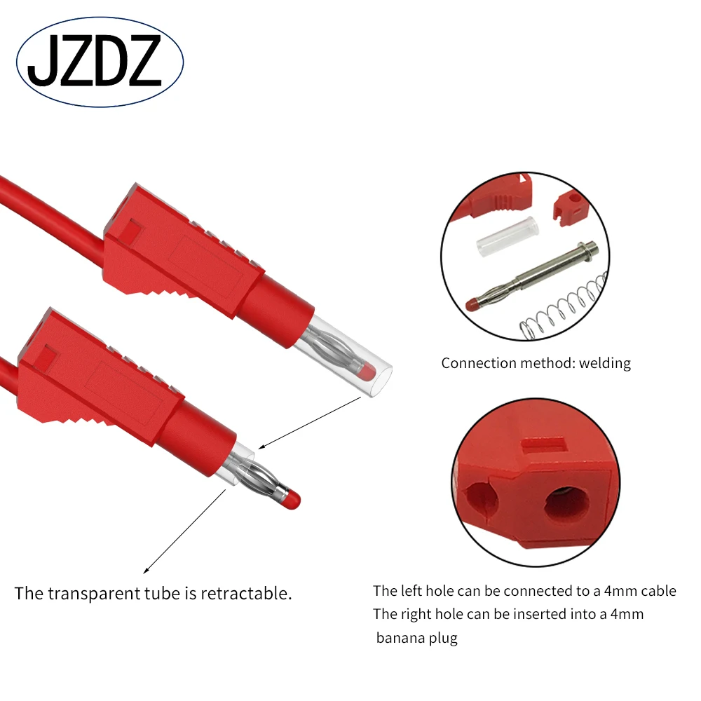 JZDZ 200CM 5pcs 보안 개폐식 4MM 바나나 플러그 멀티 미터 테스트 리드 케이블 라인 와이어 전기 테스트 도구 70022