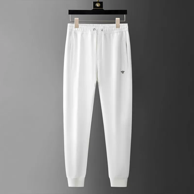 Minglu Hooded Bee Printed Men's Sets Luxury Spring Autumn Solid Color Male Sweatshirt Elastic Waist Man Pants Tracksuit 4