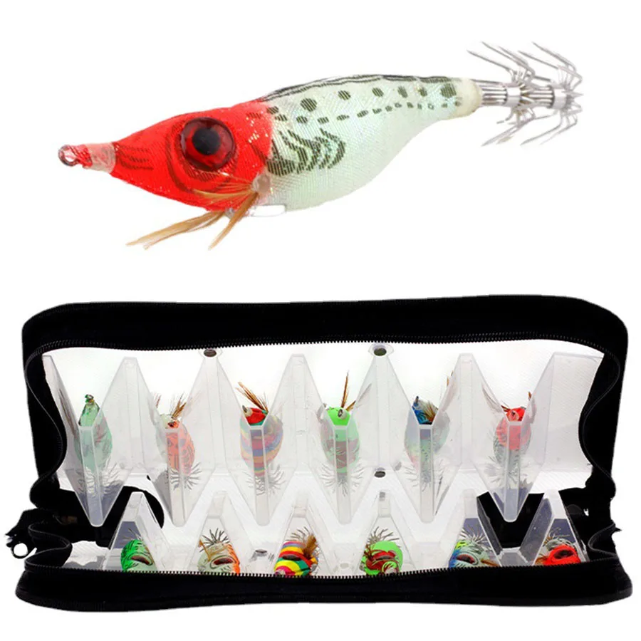 

Squid Jigs Saltwater Fishing Lures 12pcs 10cm 9g Shrimp Prawn Lures for Cuttlefish Octopus Fishing Lures Kit