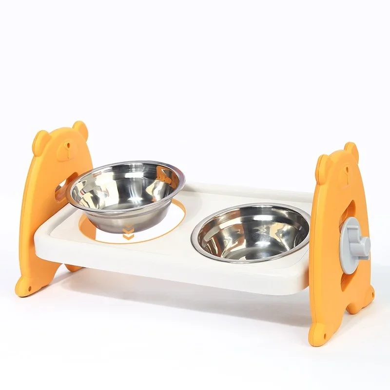 Stainless Steel Elevated Dog Bowls with Bamboo Stand