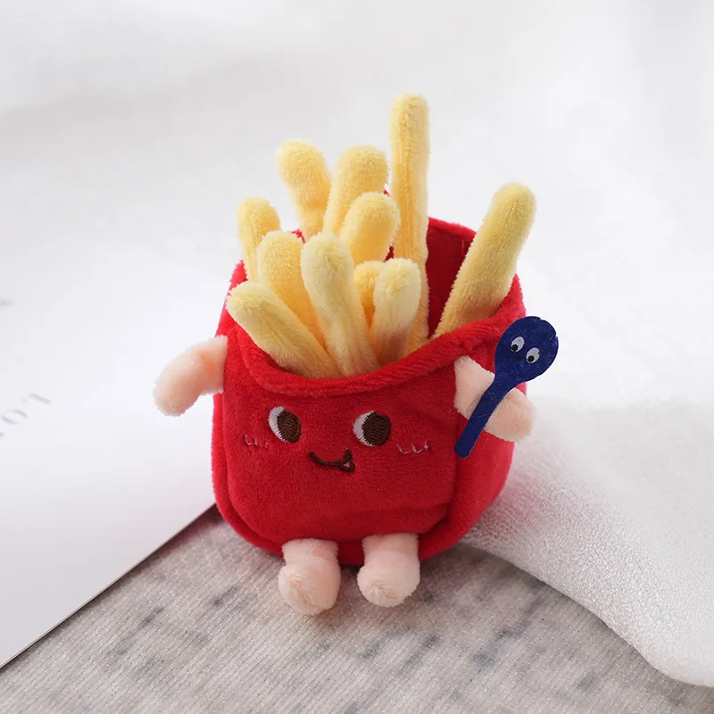 かわいいハンバーガーとフライドポテトの形をしたぬいぐるみ
