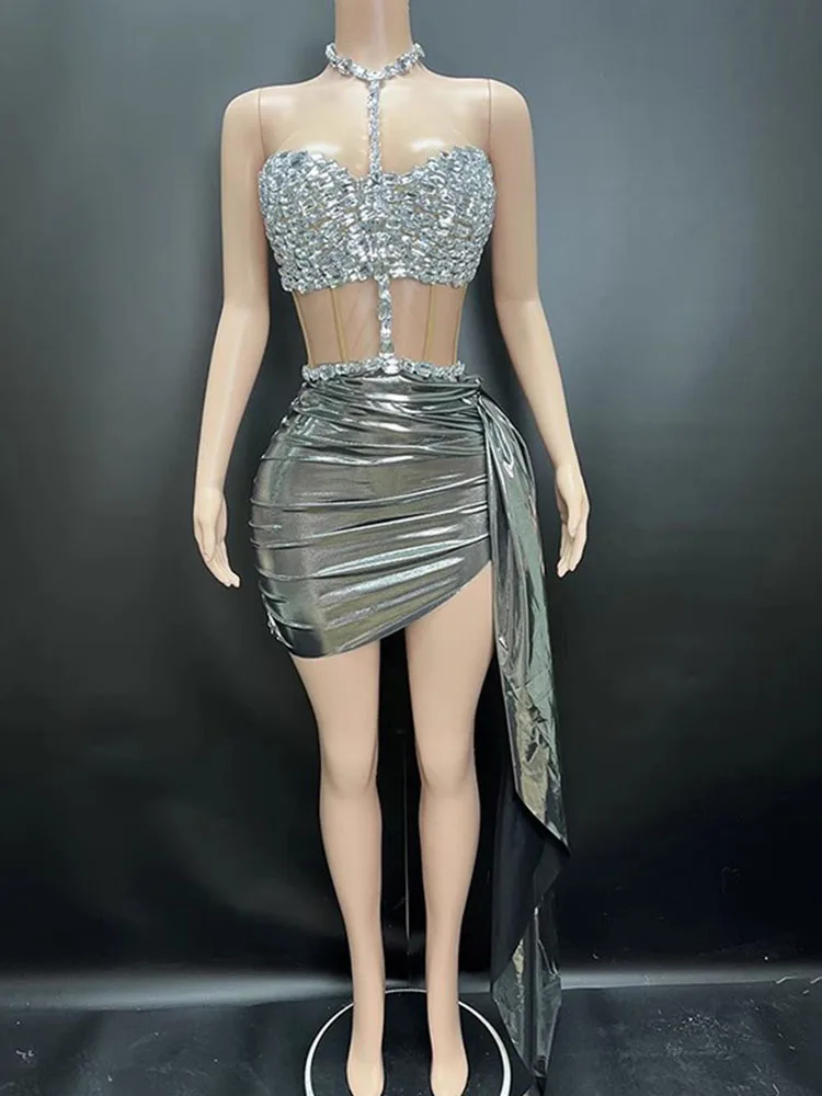 

Женское асимметричное платье, соблазнительное платье с запахом на груди, с бриллиантами, 2024