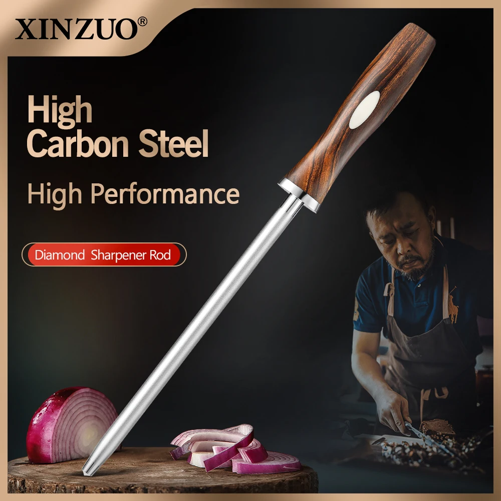 XINZUOKnifeDiamondSharpeningStickSharpenerRodHighCarbonSteel