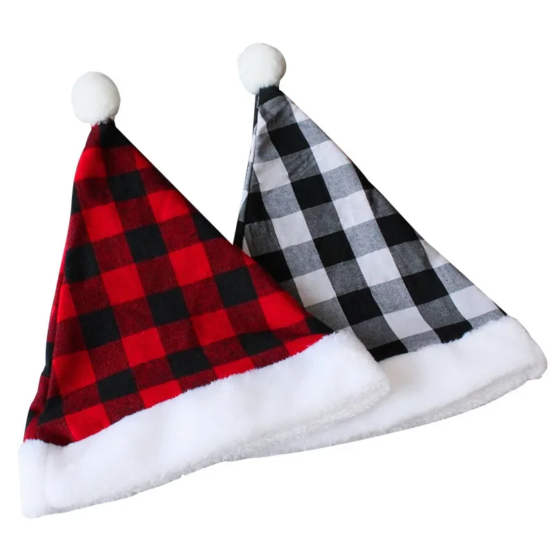 High Quality Christmas Xmas Soft Hat Santa Claus Red Short Plush Noel Hat Merry Christma Decor Gift Happy New Year