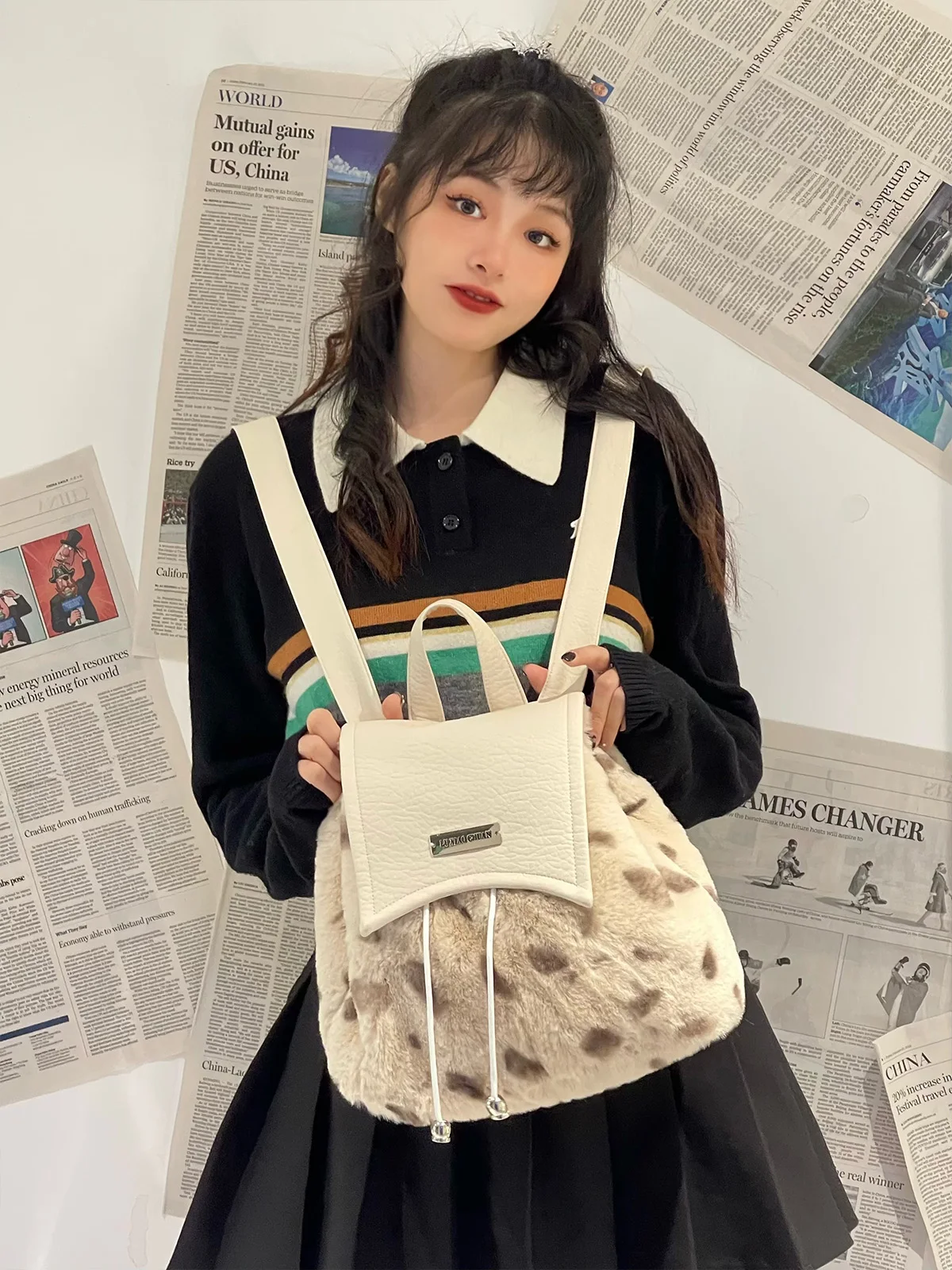 Mochila con cordón de diseño original nuevo para otoño e invierno, bonita mochila para estudiantes japonesa y coreana de estilo universitario a la moda