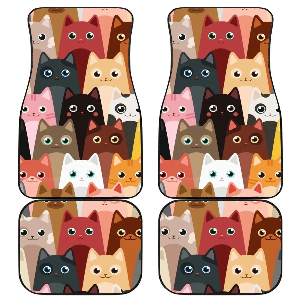 

Colorfull Cats Car Floor Protector Garage Mat Floor Mat Keep Your Car Floors Clean 4 Piece Heavy Duty Rubber Car Floor Mat