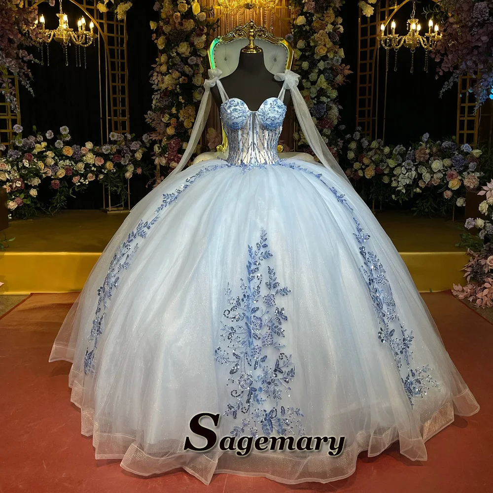 Quinceanera Dresses Sequined Beads Sleeveless Sweetheart Appliques Customized