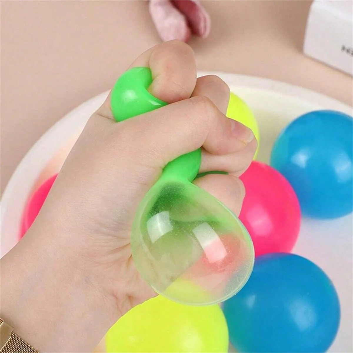 5pcs/10pcs Glow in The Dark Sticky Stress Ball Sensory Fidget Toys for Adults & Kids, Anxiety Relief Grip Fun Squeeze Toy