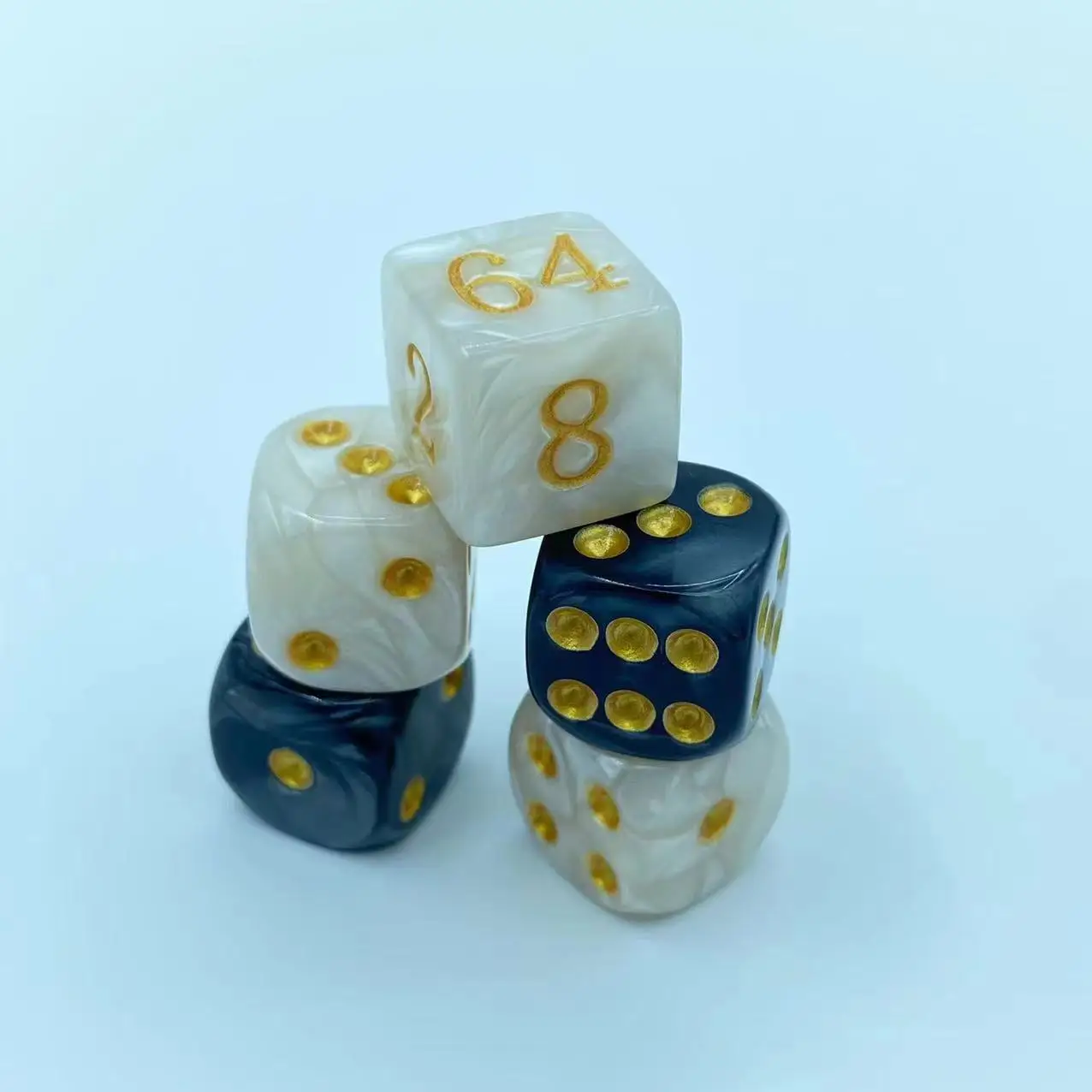 Pearl Dice 16mm Doubling Cube and Four 16mm Pearl Point Dice 5pcs/Set For Backgammon Game board game