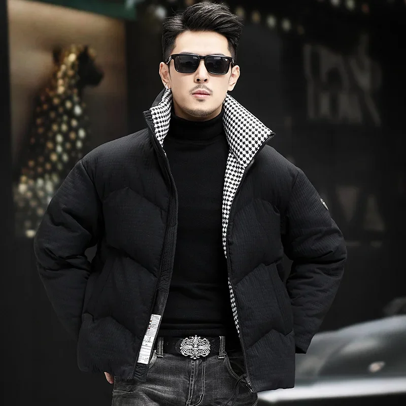 90 White Duck Down Autumn and Winter Men's New Down Coat with Thousand Bird Grid Light Luxury and High end Thickened Insulation