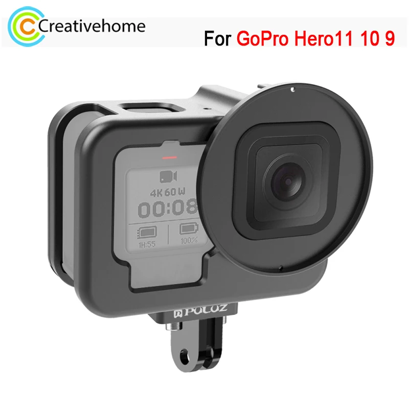 

PULUZ Camera Protective Cage For GoPro Hero11 HERO10 HERO9 Black Aluminum Alloy Housing Shell Cover with 52mm UV Lens