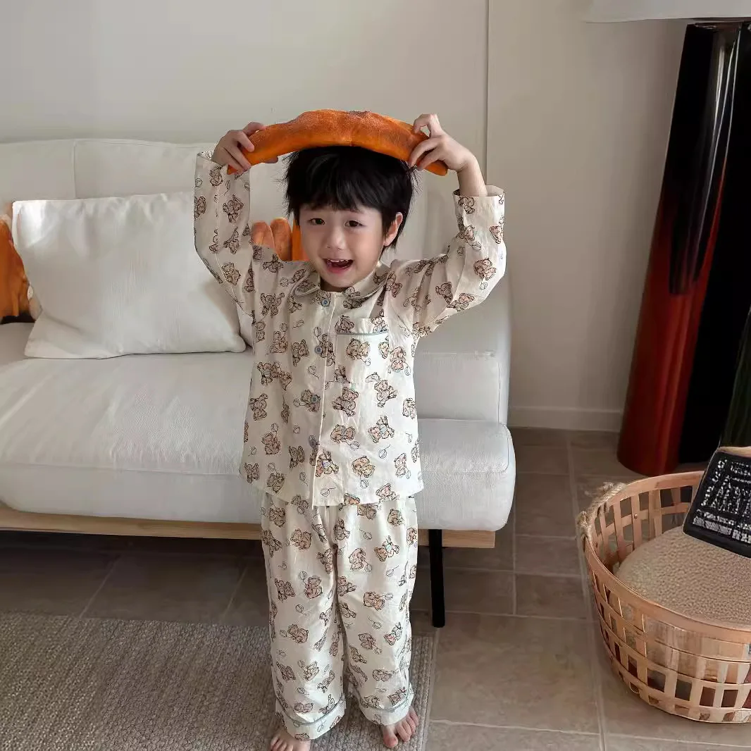 Spring Autumn Children's Set Cotton Cartoon Children's Home Clothing Set Baby Boy Girls Pajama Kids Kids Autumn Pajamas