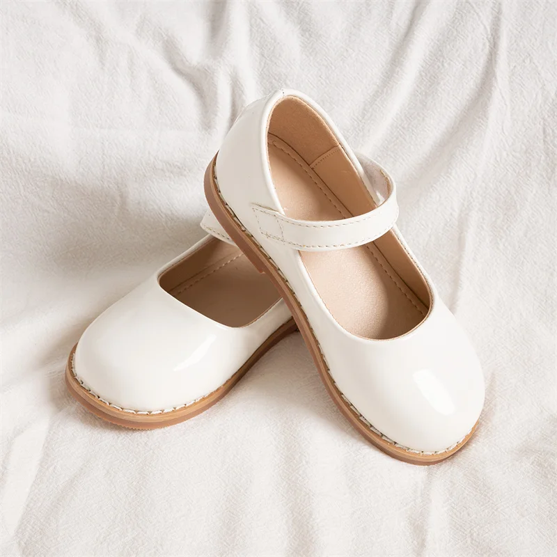KIDSUN Black Fashion Children's Shoes Girl Formal Buckle Rubber Sole Leather Princess Dress Shoes Classic Size 21-32 2