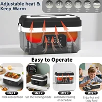 Boîte à lunch électrique portable, capacité 1L et batterie externe 4000mAh, auto-chauffante sans fil pour le travail, les voyages, la voiture, le bureau 4